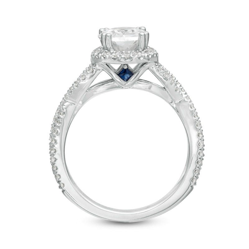 Main Image 4 of Vera Wang Love Collection 2-1/2 CT. T.W. Certified Oval Diamond Frame Twist Engagement Ring in 14K White Gold (I/SI2)
