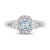 Thumbnail Image 2 of Enchanted Disney Elsa 6.0mm Aquamarine and 1/5 CT. T.W. Diamond Frame Engagement Ring in 14K White Gold