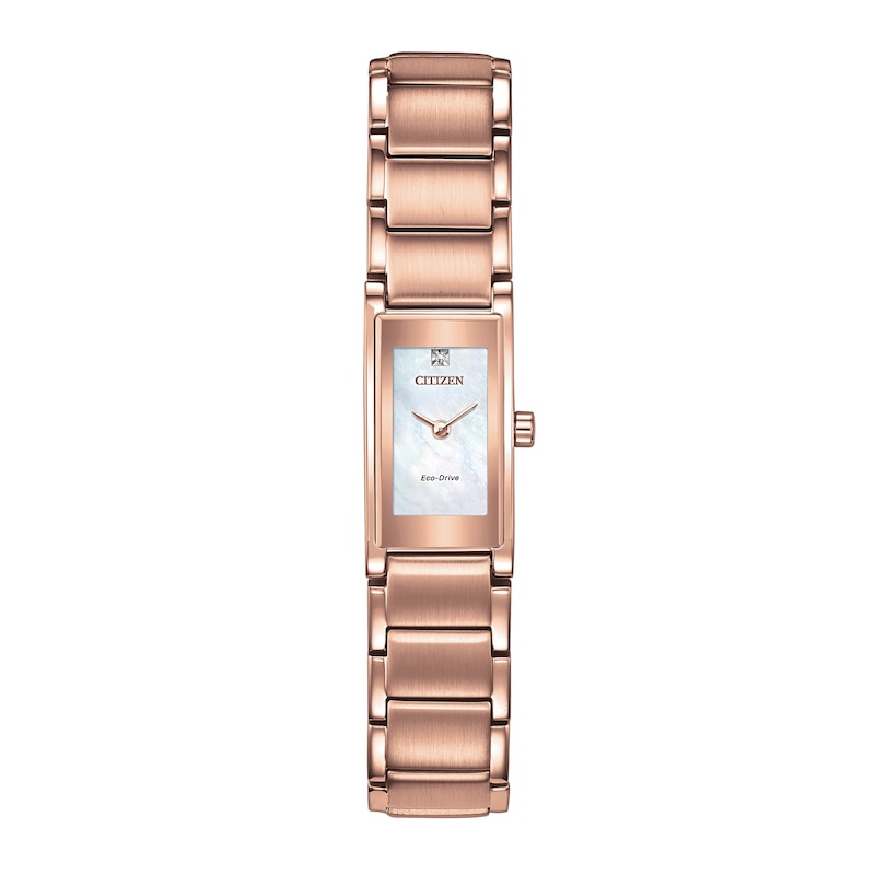 Ladies' Exclusive Citizen Eco-Drive® Axiom Diamond Accent Rose-Tone Watch and Bolo Bracelet Box Set (Model: EG7053-64D)