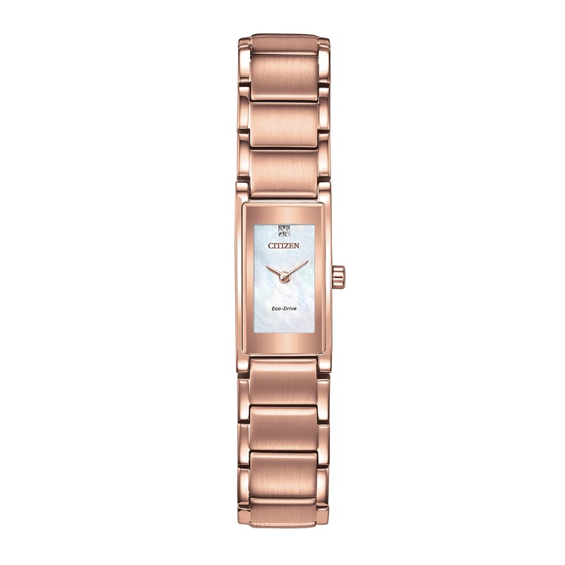 Ladies' Exclusive Citizen Eco-Drive® Axiom Diamond Accent Rose-Tone Watch and Bolo Bracelet Box Set (Model: EG7053-64D)