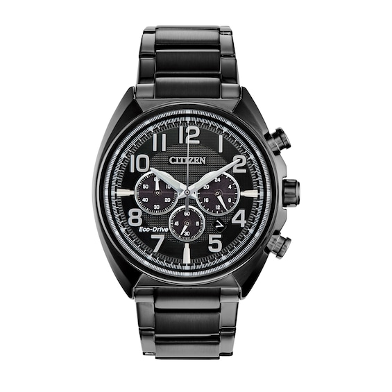 Men's Exclusive Citizen Eco-DriveÂ® Brycen Chronograph Black IP Watch and Bracelet Box Set (Ca4285-68E)
