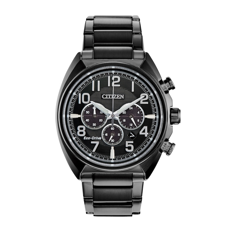 Men's Exclusive Citizen Eco-Drive® Brycen Chronograph Black IP Watch and Bracelet Box Set (CA4285-68E)