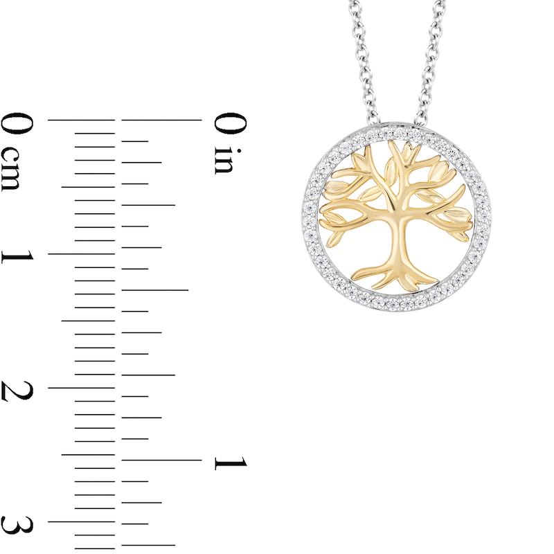 Main Image 2 of Enchanted Disney Pocahontas 1/6 CT. T.W. Diamond Tree Frame Pendant in Sterling Silver and 10K Gold - 19"