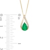 Thumbnail Image 3 of Pear-Shaped Emerald and 1/20 CT. T.W. Diamond Teardrop Pendant in 10K Gold