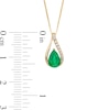 Thumbnail Image 2 of Pear-Shaped Emerald and 1/20 CT. T.W. Diamond Teardrop Pendant in 10K Gold