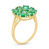 Multi-Shaped Emerald and 1/20 CT. T.W. Diamond Flower Ring in 10K Gold