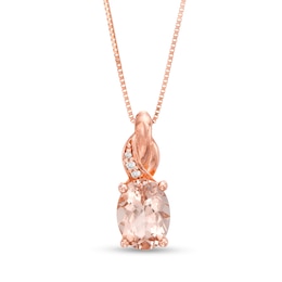 Oval Morganite and Diamond Accent Knot Pendant in 10K Rose Gold