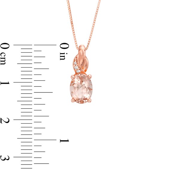 Oval Morganite and Diamond Accent Knot Pendant in 10K Rose Gold