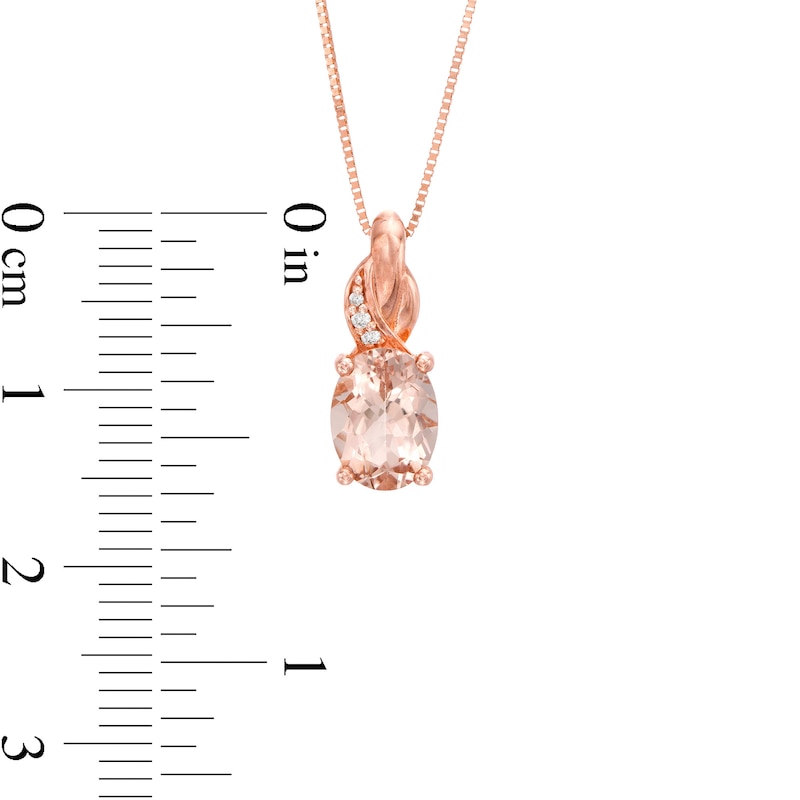Main Image 3 of Oval Morganite and Diamond Accent Knot Pendant in 10K Rose Gold