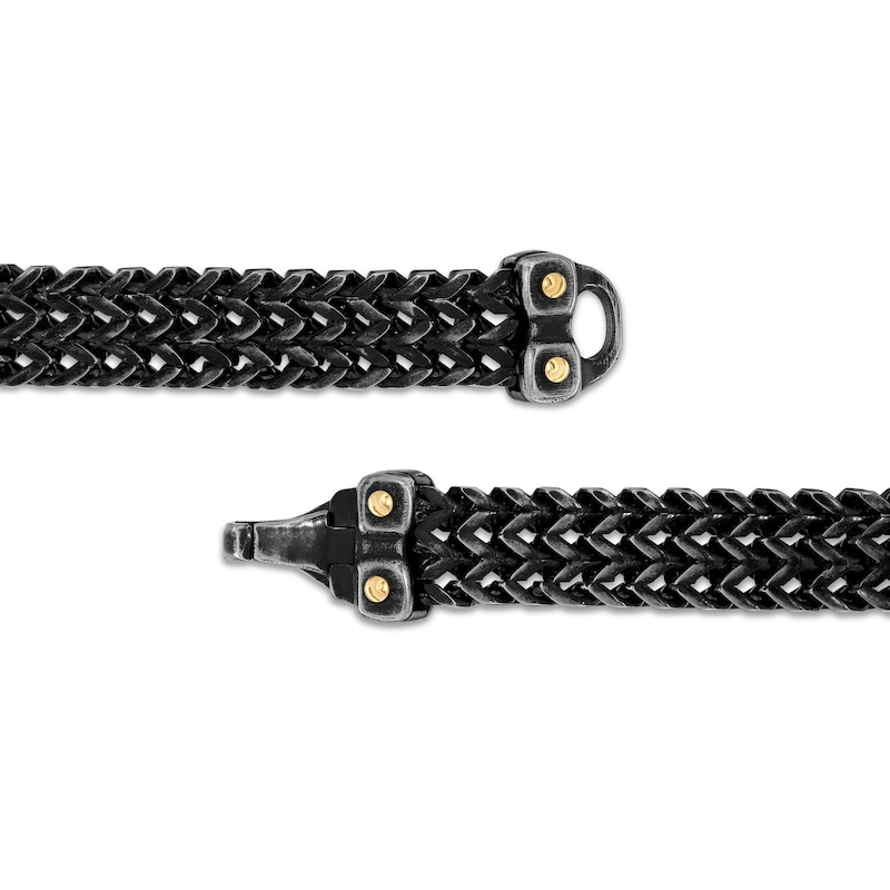 Main Image 3 of 10.0mm Double Row Foxtail Chain Bracelet in Tri-Tone Stainless Steel - 8.5"