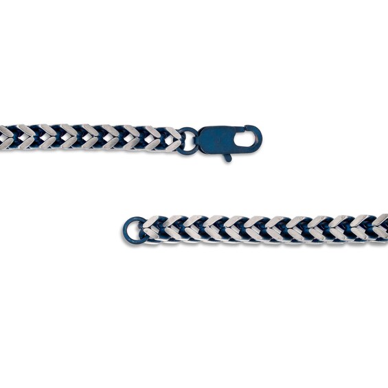 Men's 5.0mm Foxtail Chain Necklace in Stainless Steel and Blue IP - 22"