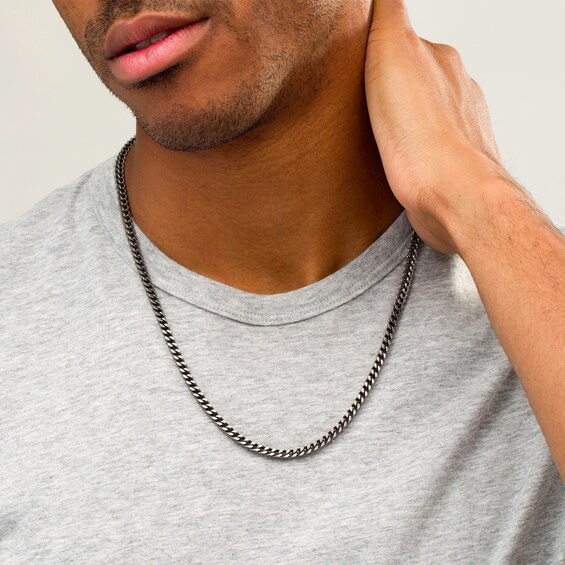 Men's 4.0mm Antique-Finish Foxtail Chain Necklace in Stainless Steel - 24"