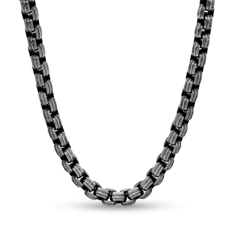 Men's 6.0mm Antique-Finish Rolo Chain Necklace in Stainless Steel - 24"