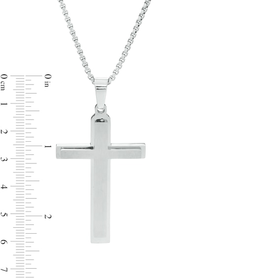 Multi-Finish Cross Pendant and 6.0mm Foxtail Chain Bracelet Set in Stainless Steel - 24"