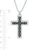 Thumbnail Image 3 of Men's Geometric Pattern Inlay Stepped Edge Cross Pendant in Stainless Steel and Black Resin - 24&quot;