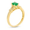 Oval Emerald and 1/6 CT. T.W. Diamond Collar Vintage-Style Ring in 10K Gold