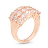 Thumbnail Image 3 of Slanted Oval Morganite Triple Row Ring in Sterling Silver with 14K Rose Gold Plate