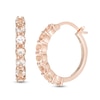 Thumbnail Image 0 of Morganite Seven Stone Hoop Earrings in Sterling Silver with 14K Rose Gold Plate