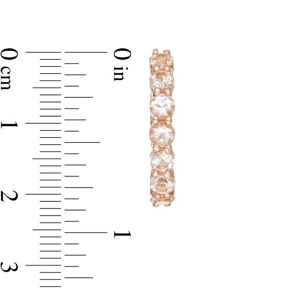 Morganite Seven Stone Hoop Earrings in Sterling Silver with 14K Rose Gold Plate