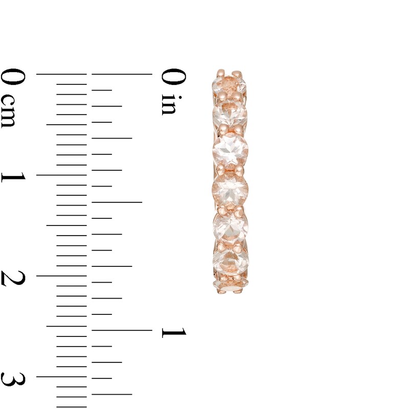 Main Image 3 of Morganite Seven Stone Hoop Earrings in Sterling Silver with 14K Rose Gold Plate