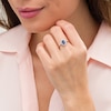 Thumbnail Image 2 of Oval Blue Sapphire and 1/6 CT. T.W. Diamond Double Frame Ring in 10K White Gold