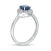 Thumbnail Image 2 of Oval Blue Sapphire and 1/6 CT. T.W. Diamond Double Frame Ring in 10K White Gold