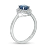 Thumbnail Image 3 of Oval Blue Sapphire and 1/6 CT. T.W. Diamond Double Frame Ring in 10K White Gold