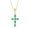 Thumbnail Image 1 of Marquise Emerald Bead Frame Cross Pendant in Sterling Silver with 14K Gold Plate