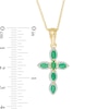 Thumbnail Image 3 of Marquise Emerald Bead Frame Cross Pendant in Sterling Silver with 14K Gold Plate