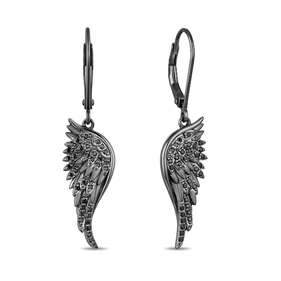 Enchanted Disney Villains Maleficent 1/3 CT. T.w. Black Diamond Drop Earrings in Black Rhodium Sterling Silver