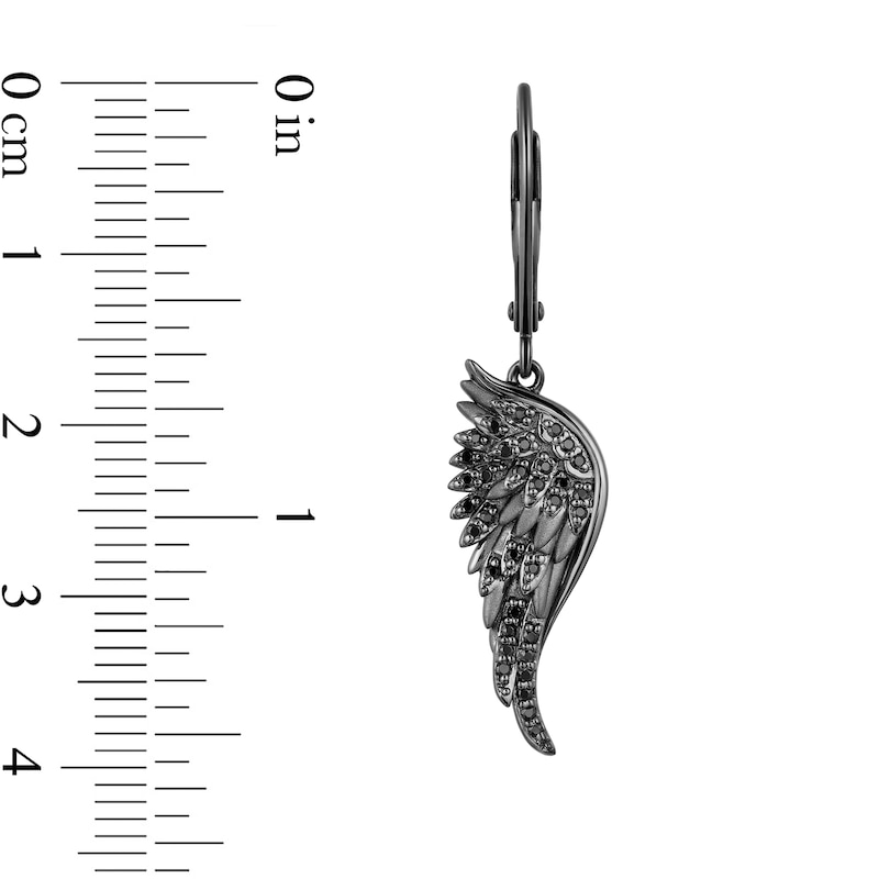 Main Image 2 of Enchanted Disney Villains Maleficent 1/3 CT. T.W. Black Diamond Drop Earrings in Black Rhodium Sterling Silver
