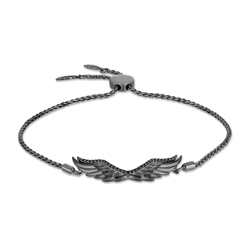 Main Image 1 of Enchanted Disney Villains Maleficent 1/8 CT. T.W. Black Diamond Bolo Bracelet in Black Rhodium Sterling Silver