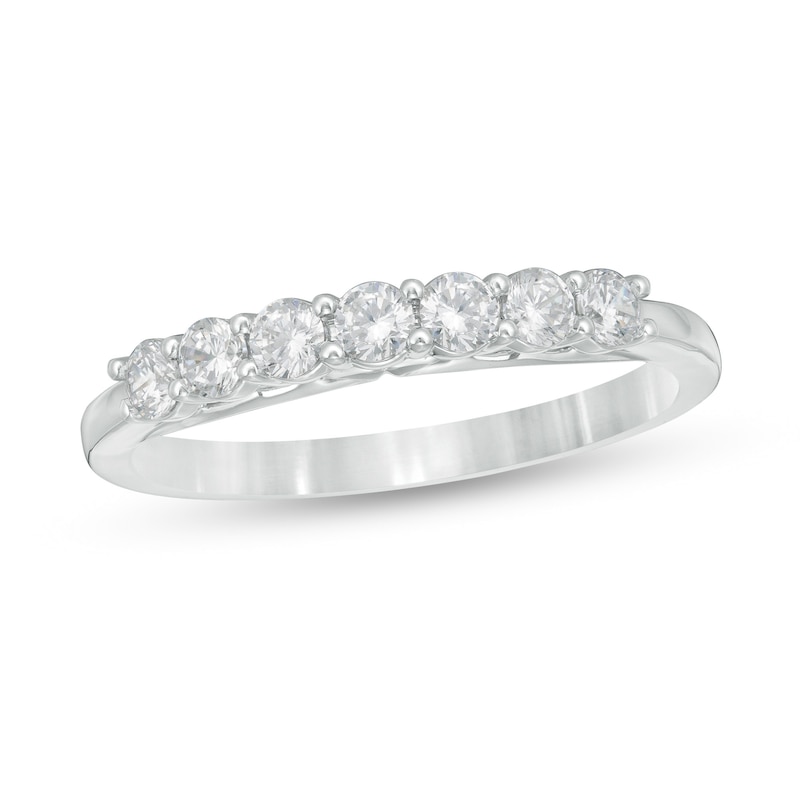 Main Image 1 of Zales Private Collection 1/2 CT. T.W. Certified Colorless Diamond Seven Stone Wedding Band in 14K White Gold (F/I1)