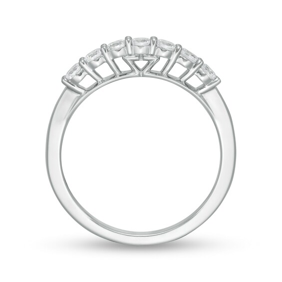 Zales Private Collection 1/2 CT. T.w. Certified Colorless Diamond Seven Stone Wedding Band in 14K White Gold (F/I1)