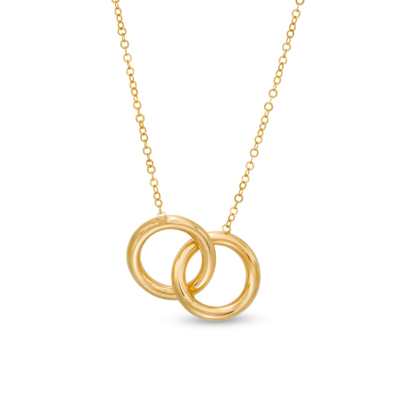 Main Image 1 of Made in Italy Interlocking Circles Necklace in 10K Gold