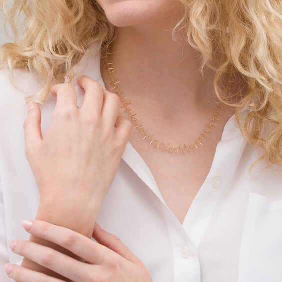 Made in Italy Linear Scatter Necklace in 10K Gold - 17.5"