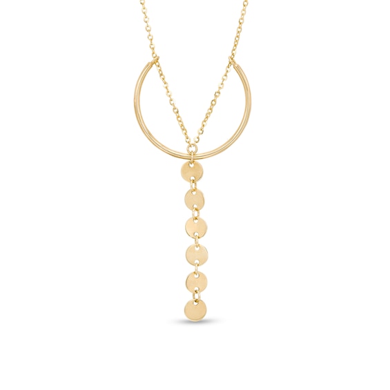 Made in Italy Linear Drop "V" Orbit Necklace in 10K Gold