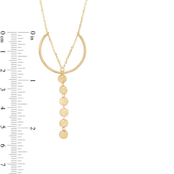 Made in Italy Linear Drop "V" Orbit Necklace in 10K Gold