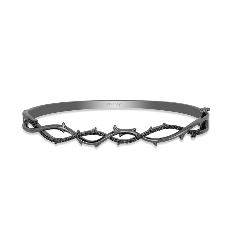 Main Image 2 of Enchanted Disney Villains Maleficent 1/3 CT. T.W. Black Diamond Bangle in Black Rhodium Sterling Silver -7.25"