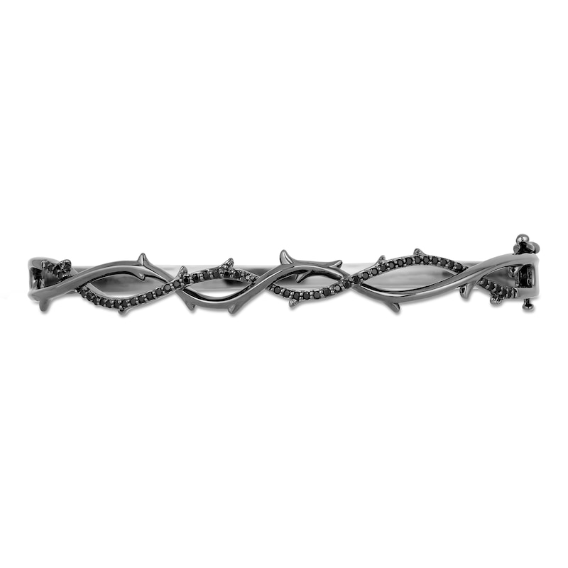 Main Image 3 of Enchanted Disney Villains Maleficent 1/3 CT. T.W. Black Diamond Bangle in Black Rhodium Sterling Silver -7.25"
