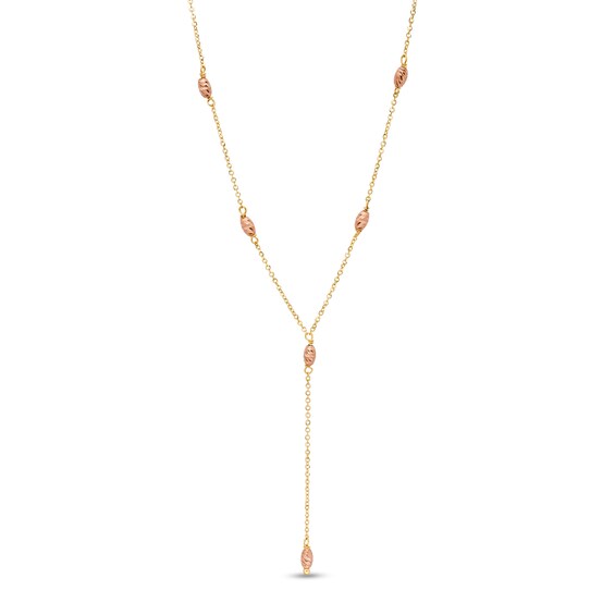 Made in Italy Marquise Station Drop Necklace in 10K Two-Tone Gold - 16" Made in Italy Marquise Station Drop Necklace in 10K Two-Tone Gold - 16"