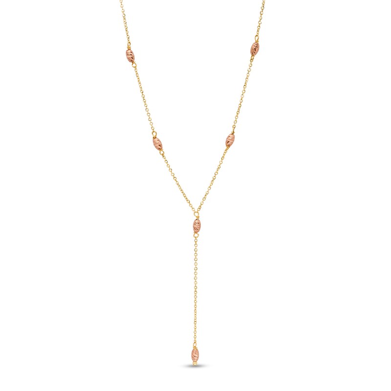 Main Image 1 of Made in Italy Marquise Station Drop Necklace in 10K Two-Tone Gold - 16"