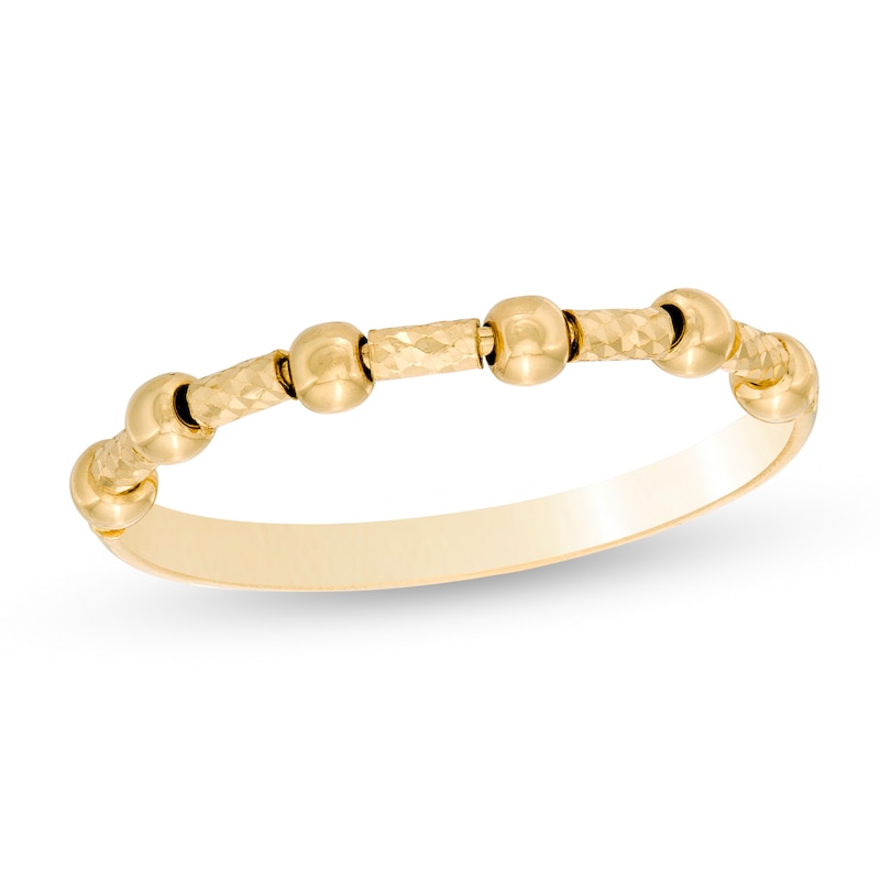 Main Image 1 of Made in Italy Beaded Accent Ring in Hollow 10K Gold - Size 7
