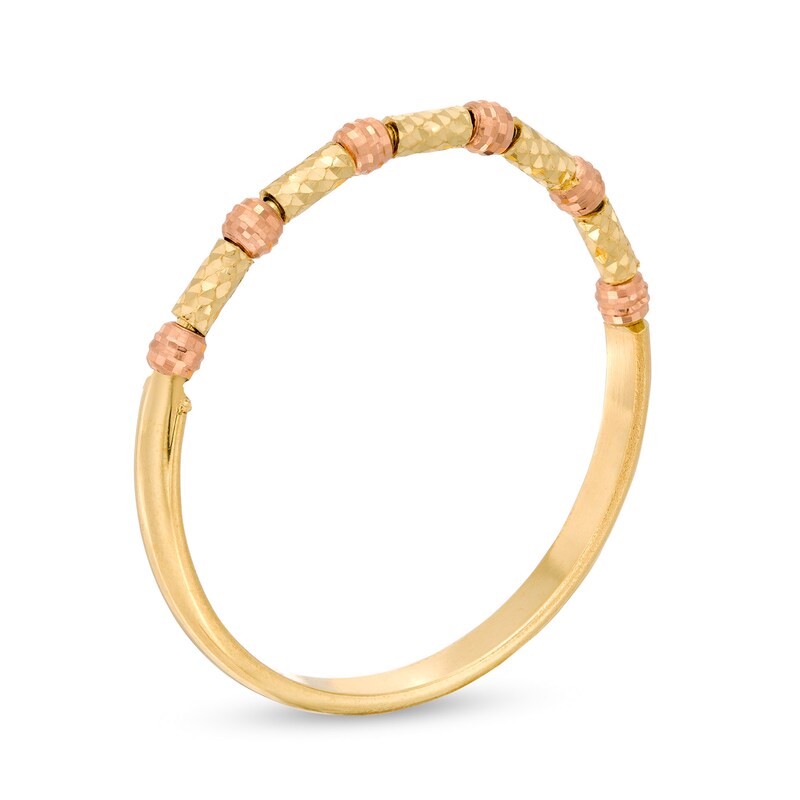 Main Image 3 of Made in Italy Beaded Accent Ring in 10K Two-Tone Gold