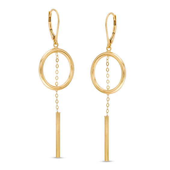 Made in Italy Open Circle and Linear Chain Dangle Drop Earrings in 14K Gold