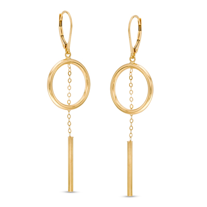 Main Image 1 of Made in Italy Open Circle and Linear Chain Dangle Drop Earrings in 14K Gold