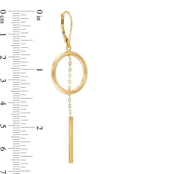 Made in Italy Open Circle and Linear Chain Dangle Drop Earrings in 14K Gold