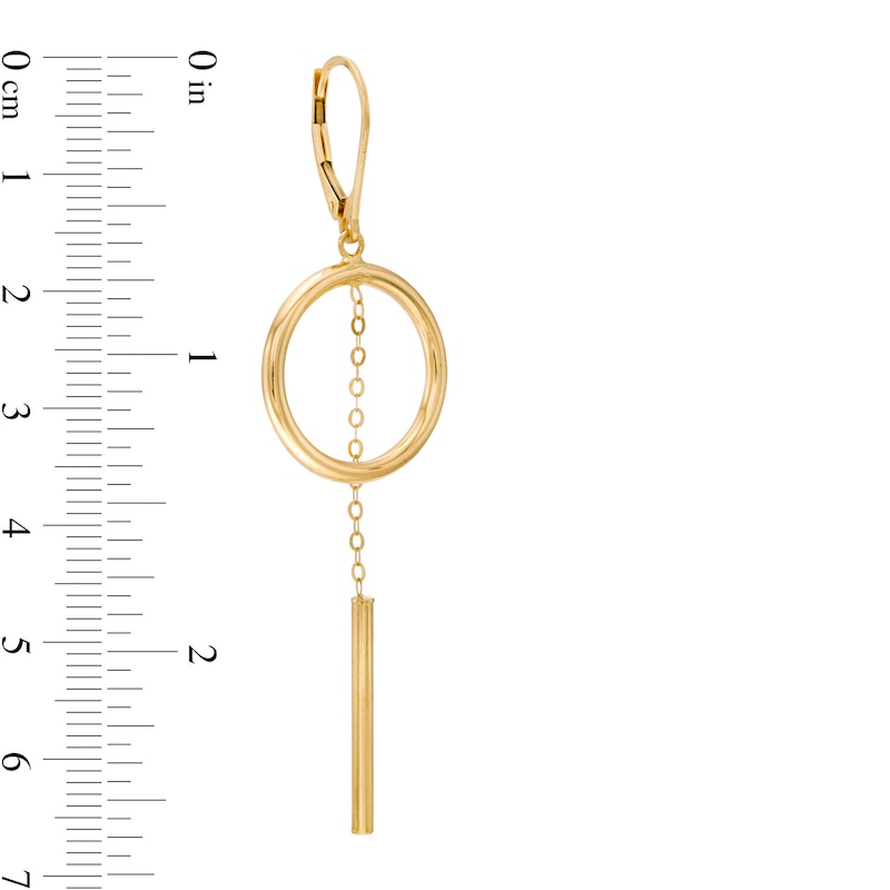 Main Image 3 of Made in Italy Open Circle and Linear Chain Dangle Drop Earrings in 14K Gold