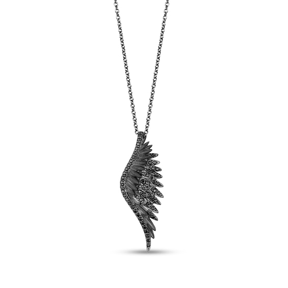 Enchanted Disney Villains Maleficent 1/2 CT. T.w. Black Diamond Pendant in Black Rhodium Sterling Silver - 19"