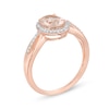 Oval Morganite and 1/8 CT. T.W. Diamond Frame Open Shank Ring in 10K Rose Gold